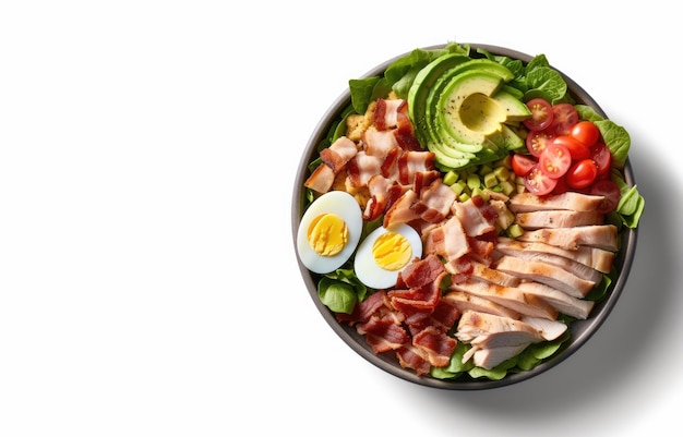 Salade Cobb sur plaque blanche Generative AI