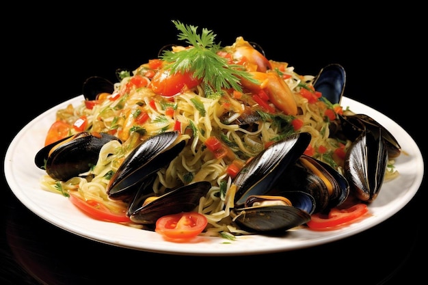 Salade diététique avec des moules