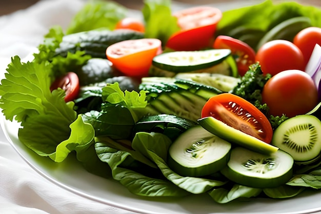 La salade est un plat d'ingrédients naturels mélangés