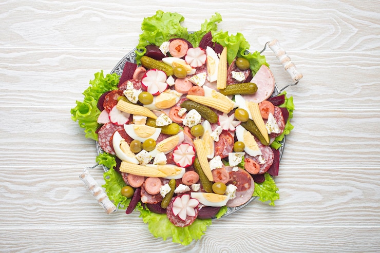 Photo salade de fiambre du guatemala, du mexique et de l'amérique latine en grande quantité