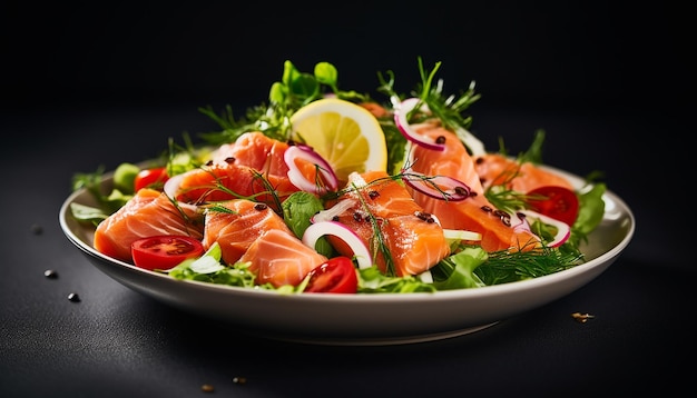 Salade fraîche au poisson rouge Couleurs naturelles fond lumineux minimaliste shutterstock photographie r