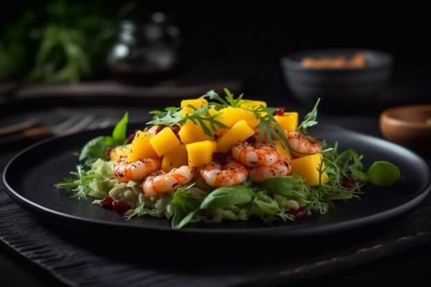 Salade fraîche aux crevettes et mangue Generative AI