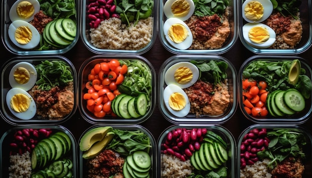 Salade fraîche et saine avec carotte concombre tomate et pois vert générés par l'intelligence artificielle