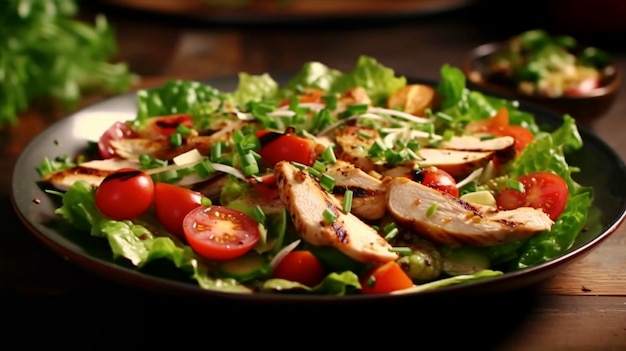 Salade fraîche et savoureuse au poulet et aux légumes