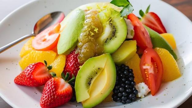 Photo salade de fruits avec avocado et tomate