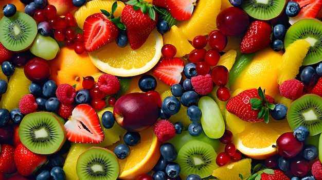 Une salade de fruits colorée mettant en vedette une variété de fruits frais