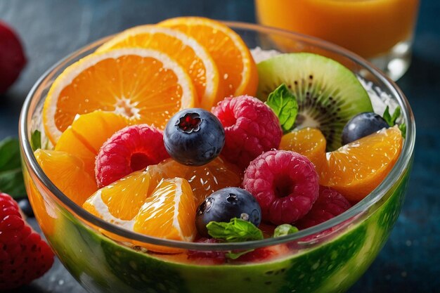 Une salade de fruits colorée avec des tranches d'orange et