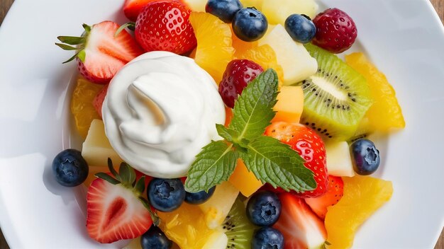 Salade de fruits avec du yogourt