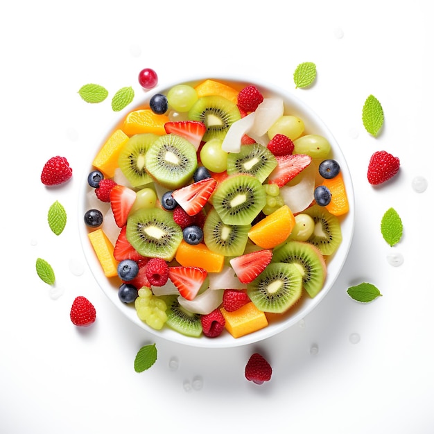 salade de fruits fond blanc