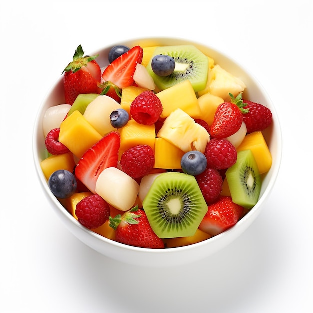 salade de fruits fond blanc