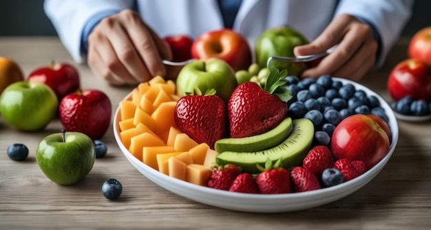 Une salade de fruits fraîche et colorée prête à être dégustée