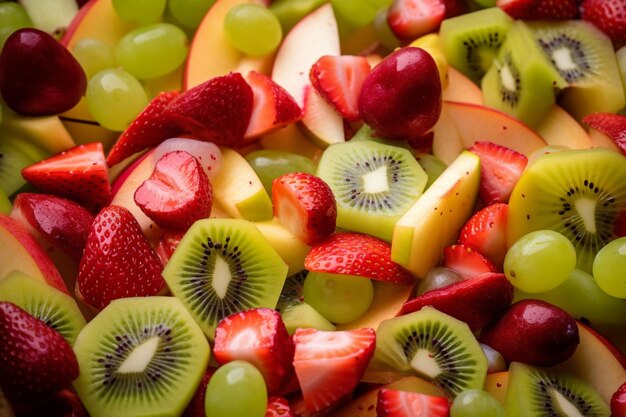 Une salade de fruits avec kiwi, kiwi et kiwi.