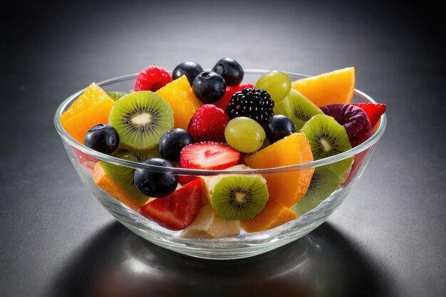 Salade de fruits mélangée dans un bol de verre