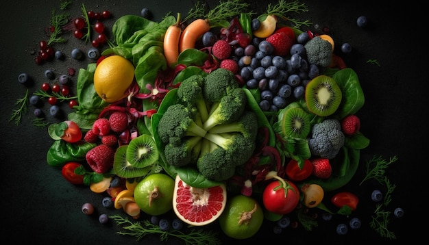 Salade de fruits saine avec une variété de baies générées par l'IA