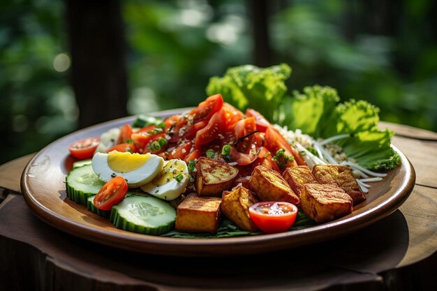 Photo salade de gado gado avec du tofu