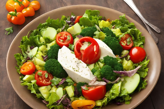 Salade grecque aux légumes frais art génératif par AI