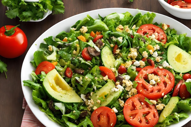 Salade grecque aux légumes frais art génératif par AI