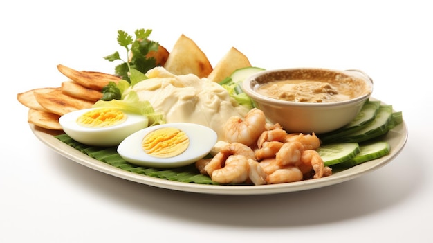 Salade indonésienne gadogado avec sauce d'arachide en gros plan sur une assiette