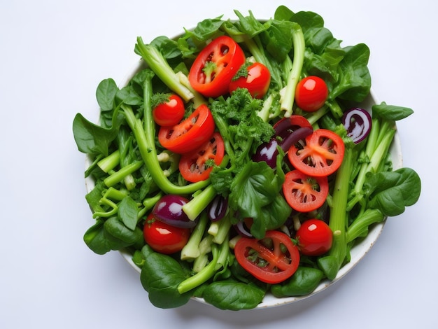 Salade isolé sur fond blanc légumes ai génératif