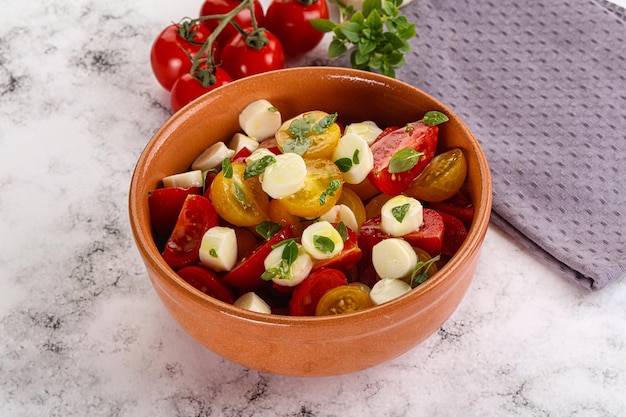 Salade italienne de caprese avec tomate et mozzarella