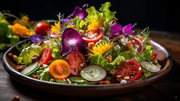 La salade de jardin d'été aux couleurs vives