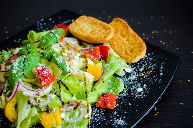 Salade de légumes frais avec du pain