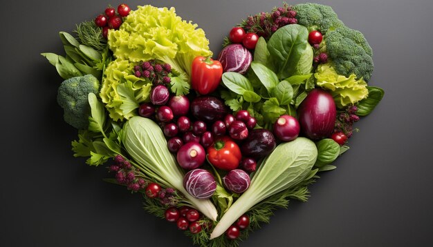 Photo salade de légumes frais avec feuille de tomate et couleurs vertes saines générées par l'intelligence artificielle