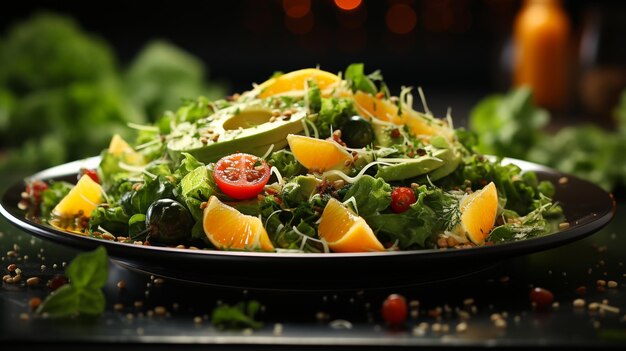 une salade de légumes frais et d'oranges