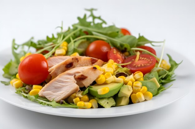 Salade de légumes frais avec poulet générée par l'IA du réseau neuronal