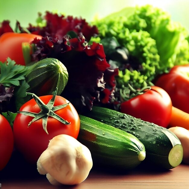 Salade de légumes frais sur table par Ai design