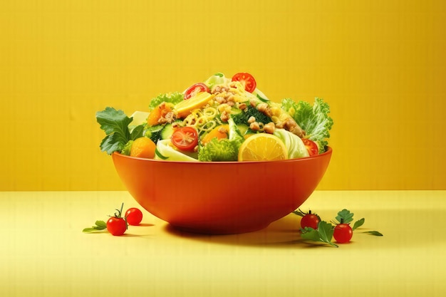 Salade de légumes frais vibrante AIGenerated Delight dans un bol jaune