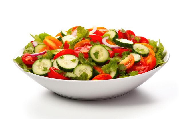 Une salade de légumes saine sur une toile blanche