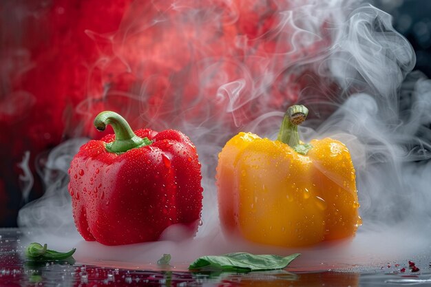 Photo salade de légumes verts avec oignons, tomates et poivrons sur une assiette