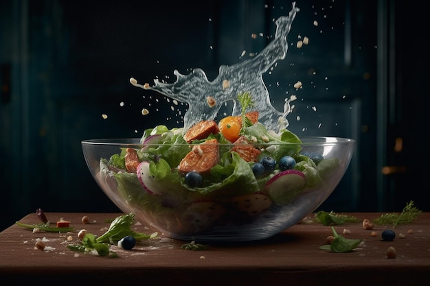 Une salade de myrtilles et de myrtilles est versée dans un bol.