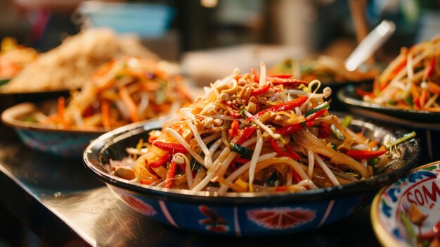 Salade de papaye verte Cuisine thaïlandaise épicée délicieuse Appel thaïlandais quotSOM TAMquot Salade de Papaya de nourriture thaïlande célèbre Somtum Papaya Pok Pok