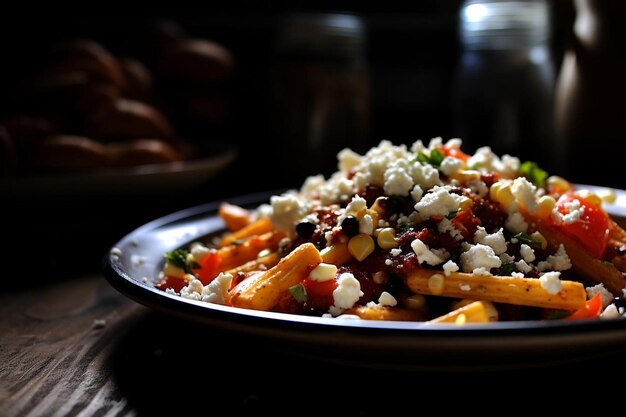 Salade de pâtes de maïs de rue mexicaine avec fromage Cotija