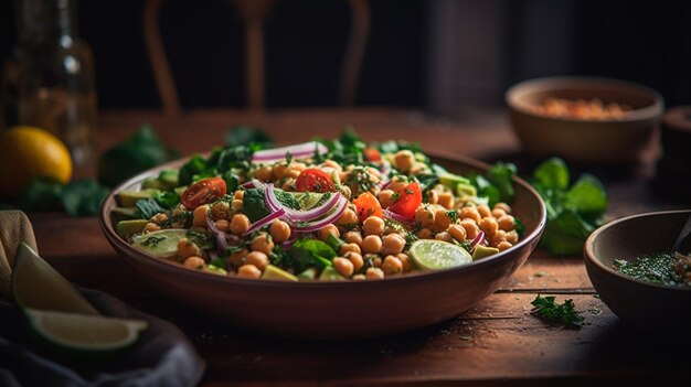 Salade de pois chiches saine IA générative