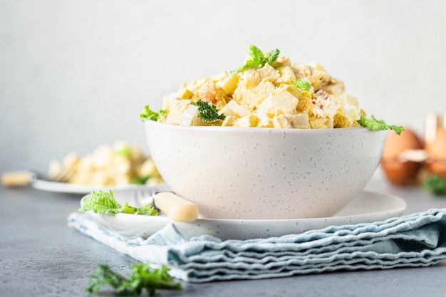 Salade de poulet saine avec oeuf, pomme et daikon