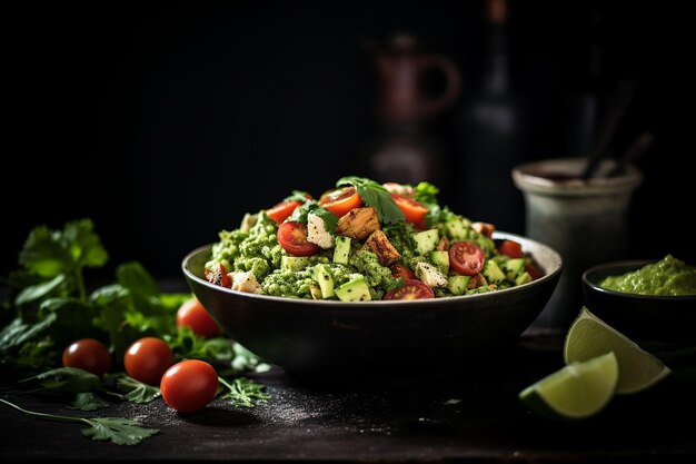 Salade de poulet avec une vinaigrette de coriandre crémeuse