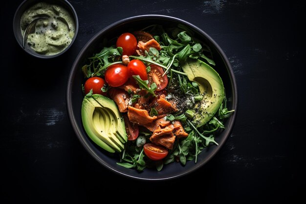 Salade de poulet avec une vinaigrette crémeuse de Sriracha