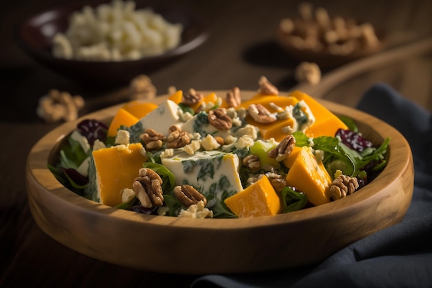 Salade saine au fromage et aux noix AI générative