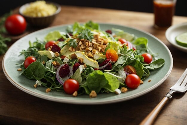 Salade saine dans une assiette arc c