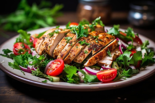 Salade saine avec du poulet et des légumes