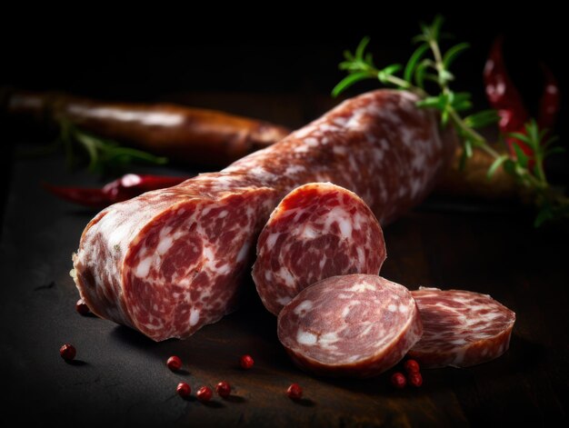 Salade de salami Delicatessen avec fouet à moisissure blanche créée avec la technologie d'IA générative