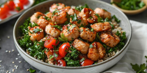 Salade de saumon et de chou avec tomates et persil