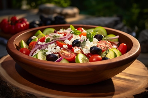 Salade végétalienne fraîche grecque