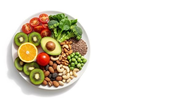 Salade végétalienne saine et colorée avec des fruits et légumes frais