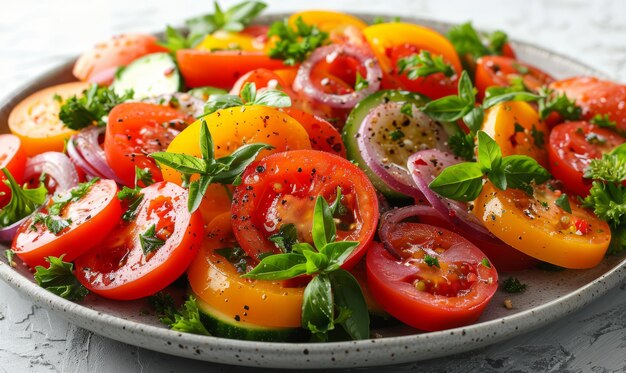 Salade végétalienne verte à partir de feuilles vertes et de légumes