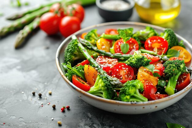 Salade végétarienne fraîche et saine avec tomate biologique Ai generative