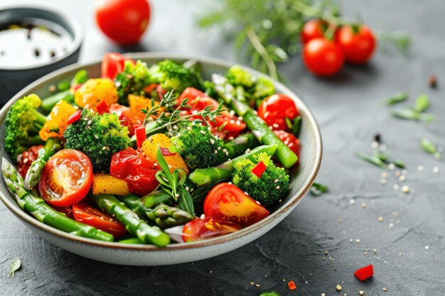 Salade végétarienne fraîche et saine avec tomate biologique Ai generative
